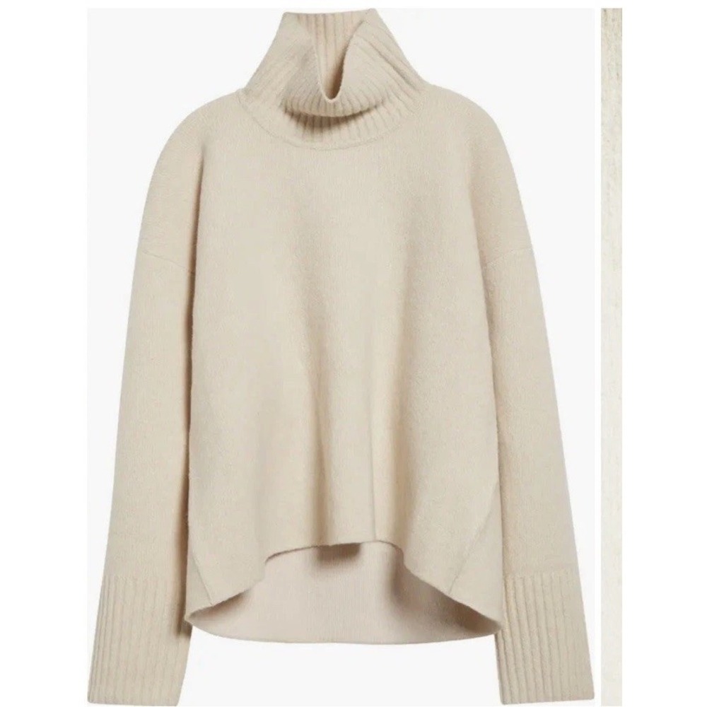 Proenza Schouler  Ecru Sandra Turtleneck Cashmere Wool Knit Sweater L